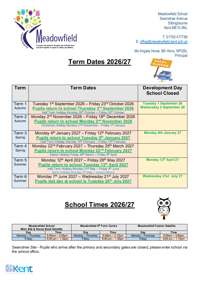 Term Dates 2025-26